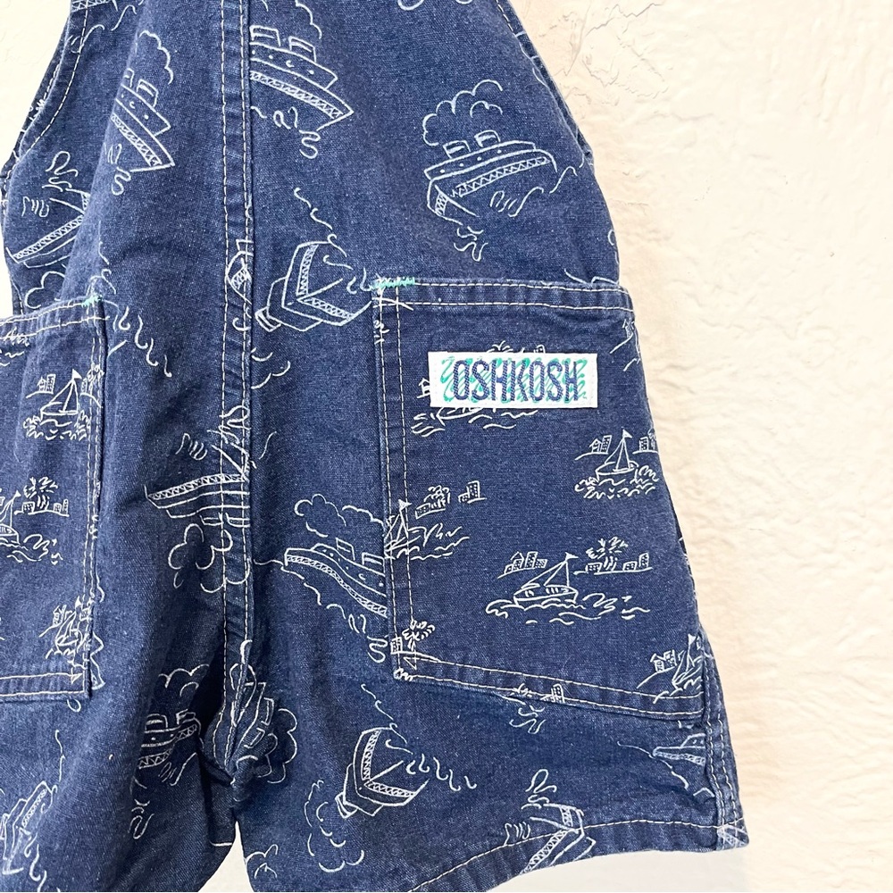 Vintage OshKosh B'gosh Overalls Denim Blue Boats 6 Toddler - Picture 6 of 11